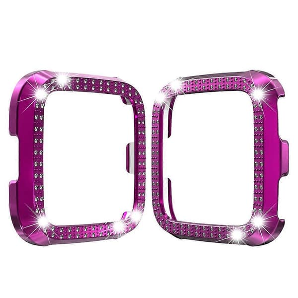 För Fitbit versa / versa lite PC Dubbelradig Diamantbesatt Skyddsskal (Svart) Purple