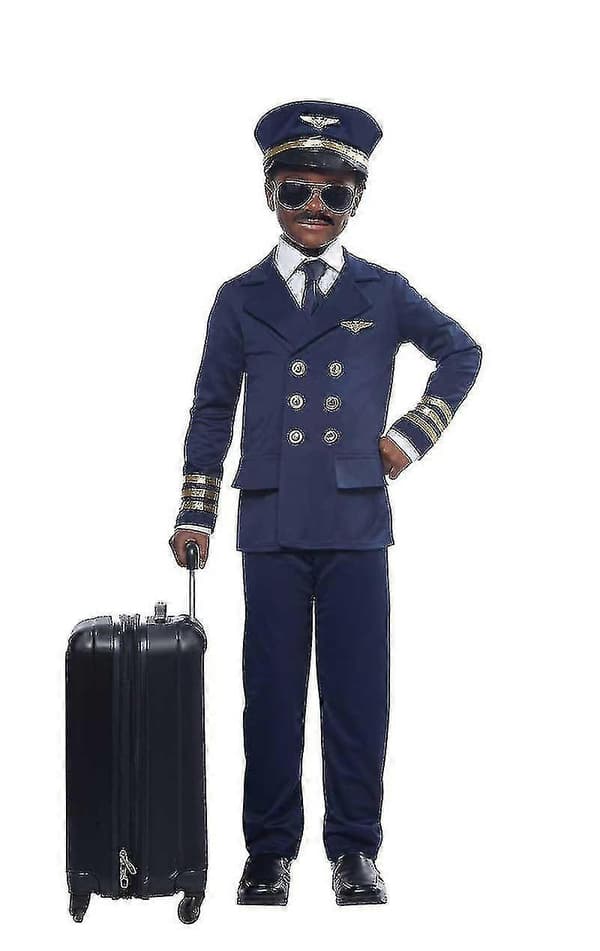Barn Unisex Pilot Uniform Maskeraddräkt Yalo[2F] Navy Blue Medium