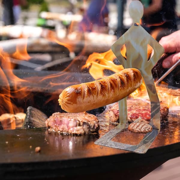 [2F]4-pak grilltilbehør pølseholder bærbar grillrist rustfrit stål