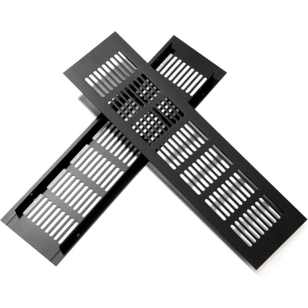 [2F] Aluminium Ventilationsrist 25x8cm Sort, 2 stk til Garderobe & Rumluftstrøm
