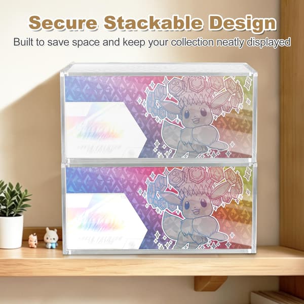 Prismatic Evolutions SPC akrylmonter kompatibel med Prismatic Evolutions Super-Premium Collection Box, 8+5 mm tykk klar akryl SPC Acrylic Display Case