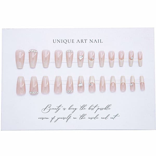 Gradient Fransk Stil Långa Nagelkonstplåster - Elegant Design 21