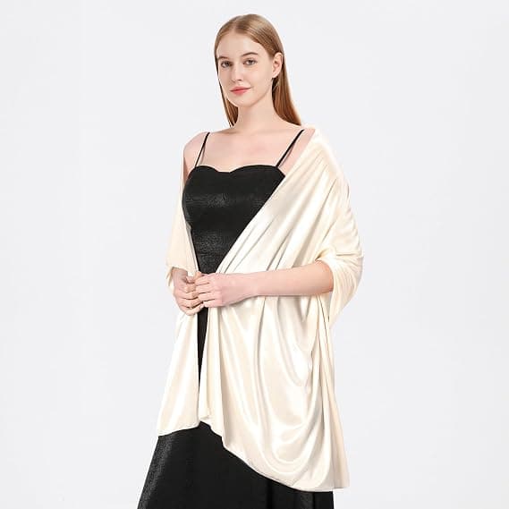 Beige sateng skjerf sjal kvinner bryllup skjerf egnet for aftenkjole elegant chic sjal