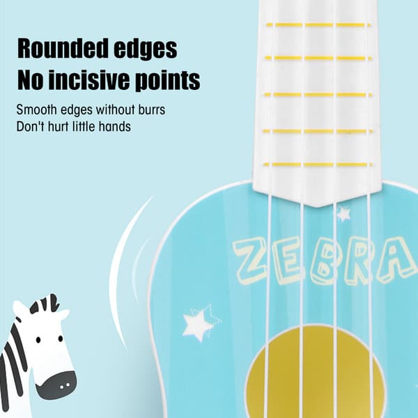 [2F]Ukulele Gitarrleksaker Plast Ukuleles Musikinstrument Leksak med 4 Strängar för Barn Blå