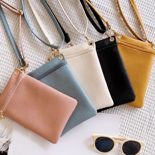 Lille PU-læder Crossbody Telefon Taske til Kvinder - Sort black