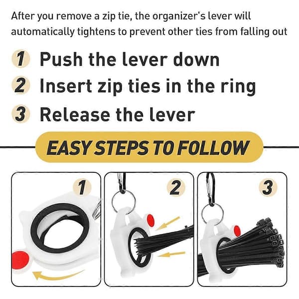 Zip Tie Organizer Kabelbinder Organizer Holder Gløder i Mørket Stærk Effektiv Løsning 8 stk. 8PCS