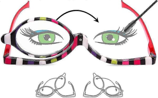Läsares 2-pack förstorande sminkglasögon Ögonmakeupglasögon med nedfällbar lins [2F]