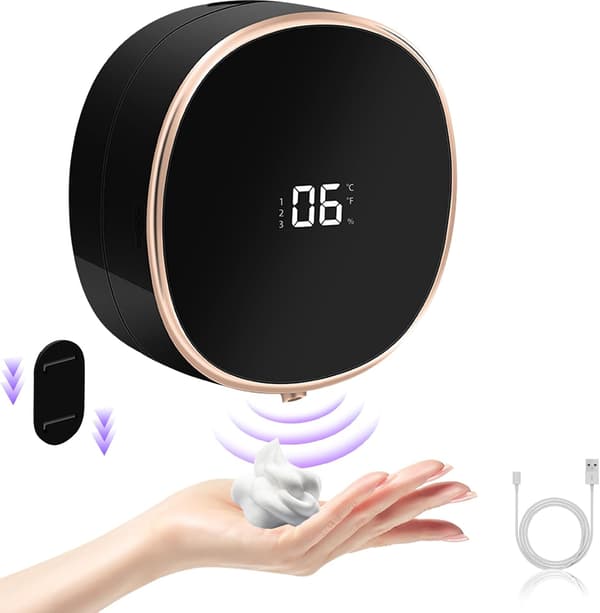 [2F]Automatisk tvåldispenser, väggmonterad tvåldispenser, LED-display, stor kapacitet på 280 ml