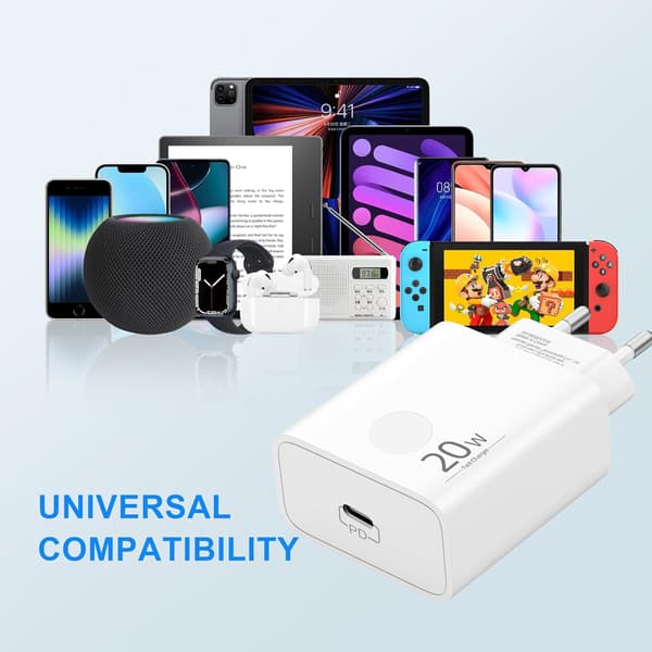 iPhone-laddare, snabbladdare kompatibel med iPhone 15, 16, 17 2 m white 2