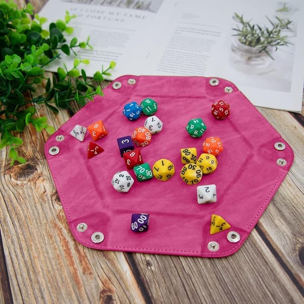 Pieces Dice Trays Dobbeltsidet terningebræt PU og fløjl terningebakke terningeholder til DND RPG og andre brætspil gris Gris