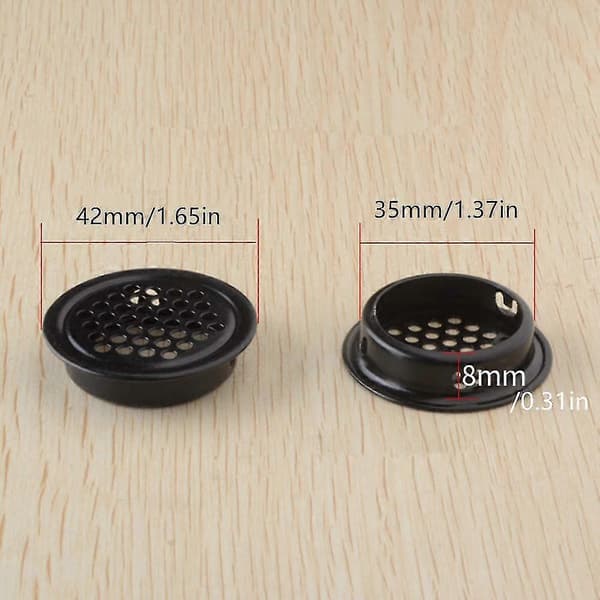 Rund Ventilationsrist Skabshulrist 35mm 30 Stykker Sort til Badeværelsesskab Garderobe Sho