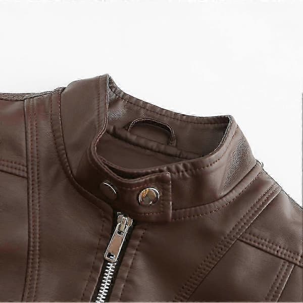 26-27 Uformell glidelås Regular-fit skinnjakke for kvinner Coffee S