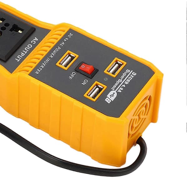 Bilstrømomformer DC12V til AC110V Pluggadapter Uttakskonverter for Kjøretøy 200W