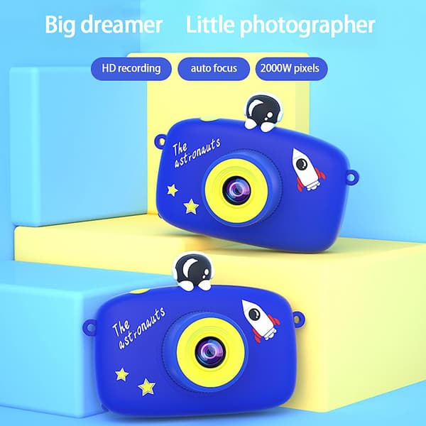 Tecknad barn-selfiekamera leksak mini digital videokamera barn julklappar 1080P Pink Single camera