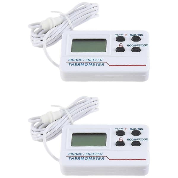 Frysertermometer Dobbel temperaturalarm Innendørs digitalt display Elektronisk husholdningskjøleskap Vit