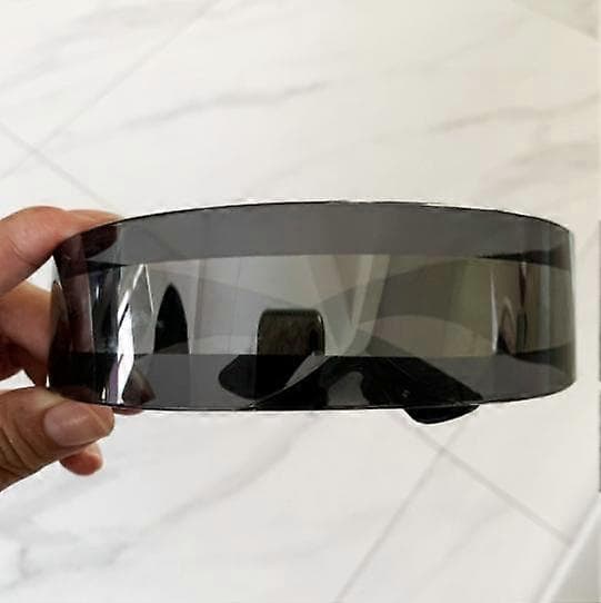 Sølvfargede speilglass visir solbriller kostyme black1