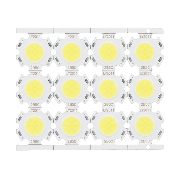 12 stk. LED-chips COB Lysemitterkomponent 5W 15-17V til DIY Spotlights Downlight Loftslampe Hvidt Lys