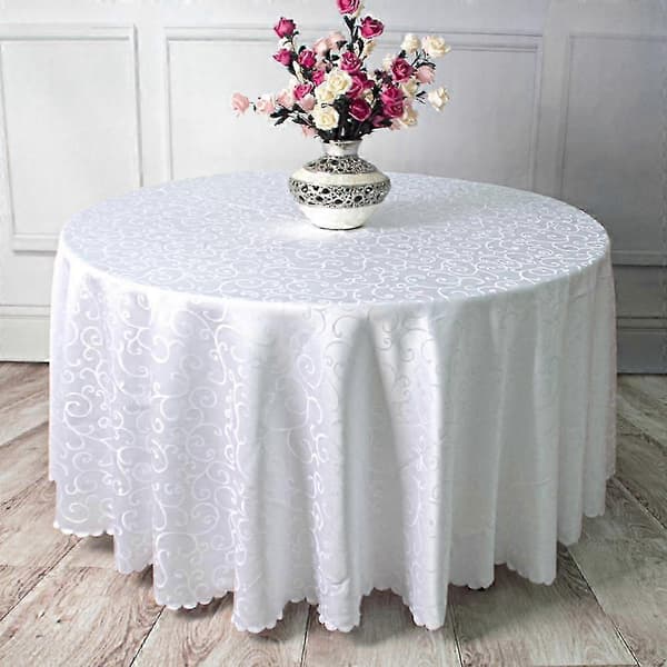 25-26 Duk Rund Polyester Jacquard Bröllopsduk Morning Glory Tryck Eleganta Dukar För Matbord Heminredning beige Diameter 2.8M