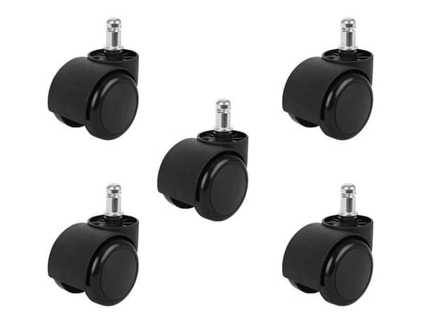 【2F】5-pak hjul til kontorstol - 11 mm Black black