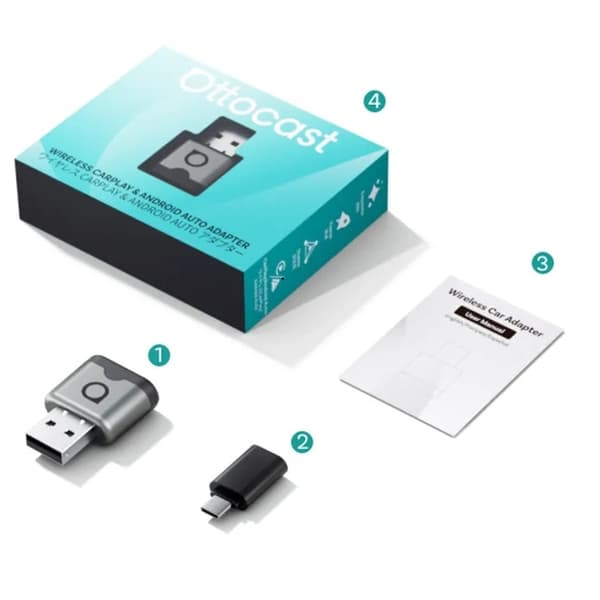 Ottocast Mini Aura 2026 Trådløs CarPlay & Android Auto-adapter USB