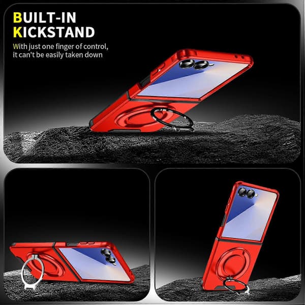 Skjutbart Camshield Ringhållare Mobilskal Röd Red For Samsung Galaxy Z Flip7 5G