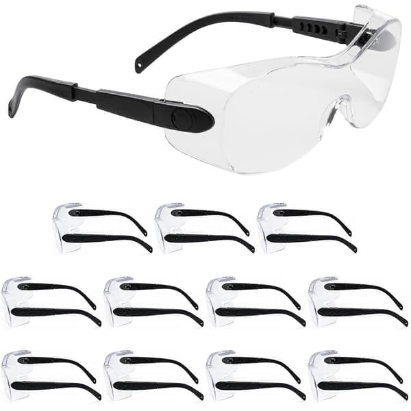 【2F】12X Överglasögon Skyddsglasögon Klart Ögonskydd Bulk Med Sidskydd Ps30