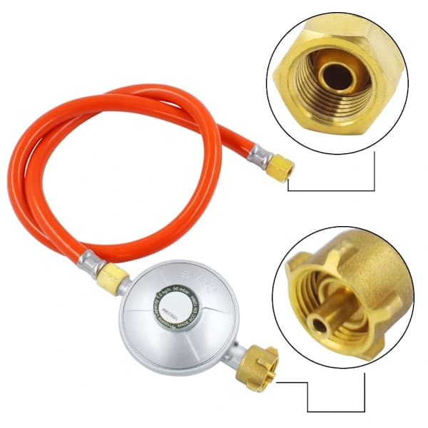 50 mbar trykregulatorsæt justerbar aluminiumsregulator til gassystemer med slange, orange 1/4 tomme—dt