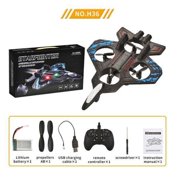 [2F]Thunder Jet Pro 2.4 GHz fjernstyret jagerflylegetøj, sort