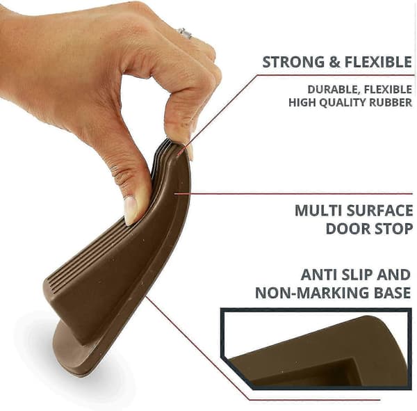 Klassisk dørstopper i gummi, dørstopper for flere gulv (4-pakning) Brown 4 Pack