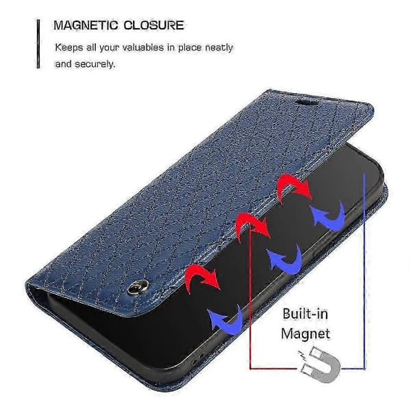 PU læderpung-etui med magnetisk kortholder og foldbart stativ kompatibel med Samsung Galaxy A55 5G blue