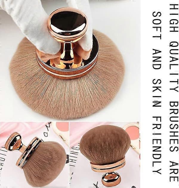 [2F]Ekstra stor kropsmakeupbørste til ben og bronzer solcremeapplikator foundation oval med pose guldsvamp rose golden