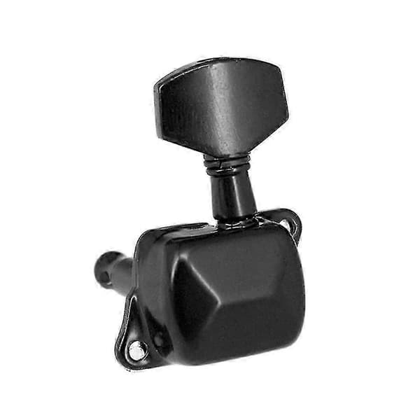 Gitarrsträngstämskruvar Halvslutna Stämskruvar Stämapparater För Elgitarr Akustisk Gitarr (6 Höger, Silver) N Black 3L and 3R