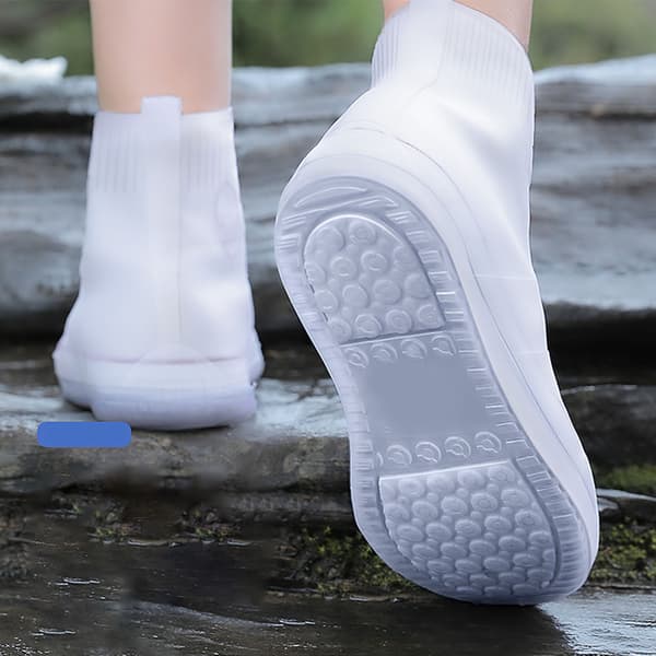 Waterproof Rain Shoe Covers, Reusable Silicone Covers, Dustproof & Thickened Mid-Calf Boot Protectors for Women Men, White, Size L (37-39)