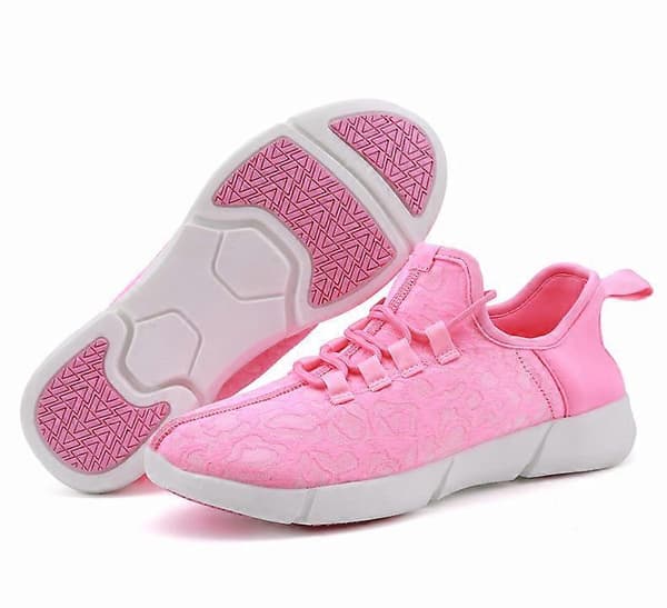 LED-sko Fiberoptiske Lysende Joggesko Oppladbare Rosa Pink 26