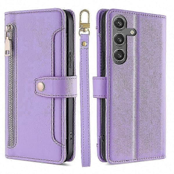 Galaxy S25 5G Plånboksfodral med dragkedja Purple