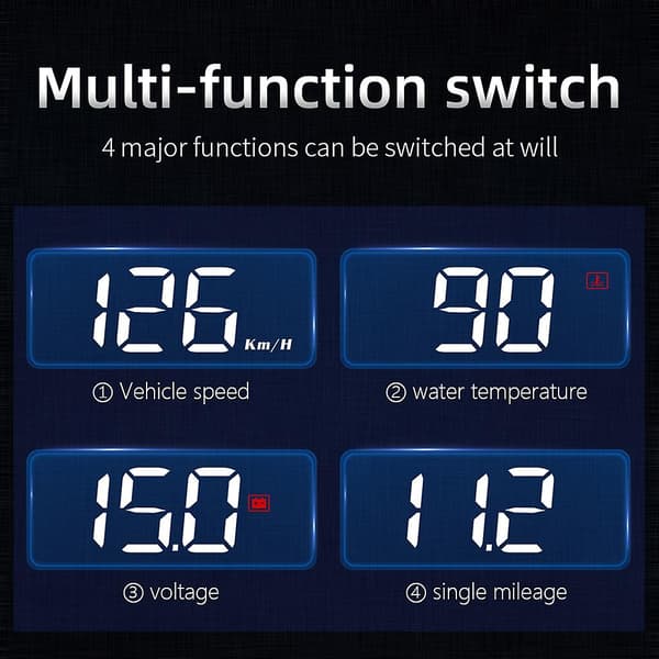 Bil Digital HUD for Head Up Display Måler Overhastighet Speedometer Advarselsalarm