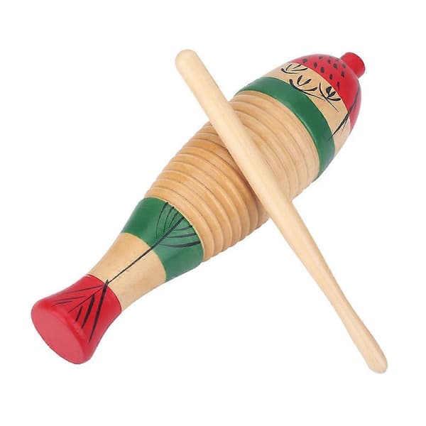 [2F]Fargerikt Guiro Tre Musikkinstrument, Fiskeformet, for Barn