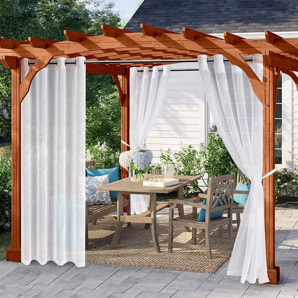 [2F]Utendørsgardiner, 2 paneler med maljer til stue, soverom, veranda, pergola, hytte, B132xL213 cm