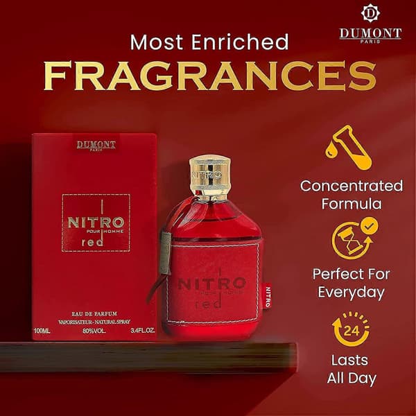 【2F】Nitro Red Dumont EDP Parfyme 3.4 Fl Oz 100ML for Menn og Kvinner Langvarig