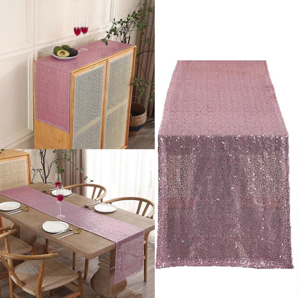 Rosa glittrig bordslöpare Glittrande paljetter Duk Mångsidig bordsduk för högtidsbröllopsmiddagsdekorationer 33x183 33x183