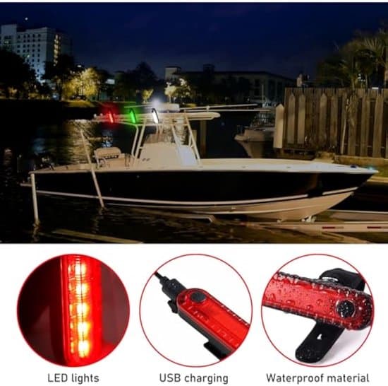 6-delt sett med maritime navigasjonslys, båter, LED-navigasjonslys, 4 moduser