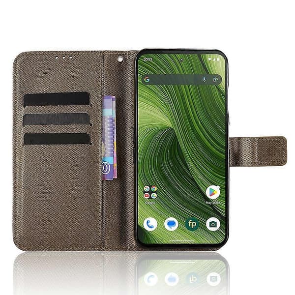Diamanttekstur læder telefoncover til Fairphone 6 Brown