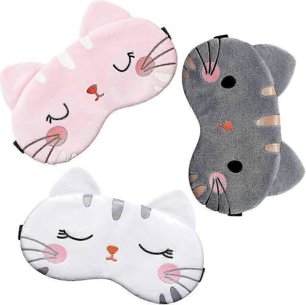 Söt ögonmask för sömn 3-pack tecknad (katt)