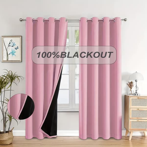 2-pakning 100 % lystette gardiner, maljer, solbeskyttelse/isolasjon Svart Black 54''x54''(137*137cm)-2 Panels