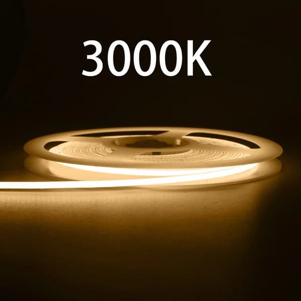 2,7 mm ultratynn COB LED Strip Lights 400LEDs / m Fleksibel lineær lyststripe Diodebånd Bakgrunnsbelysning 5m 3000K(varmvit)