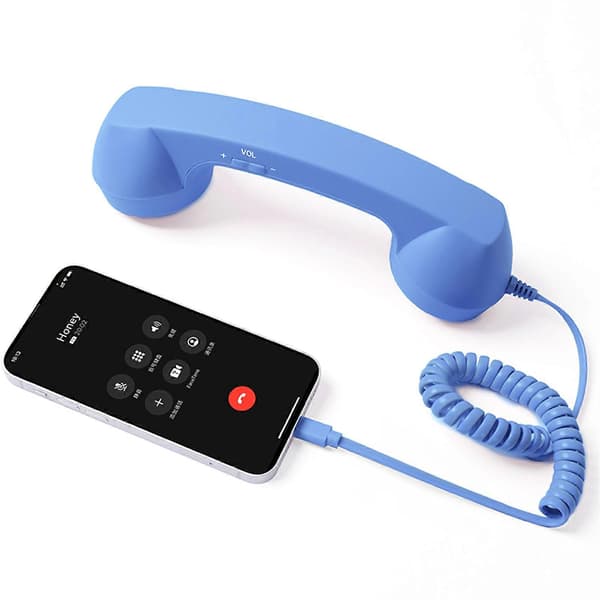 [2F]USB-C Retro Telefonlur för mobiltelefoner - Plug & Play-mottagare Strålningssäker Bekväm samtal för iPhone & Android blue