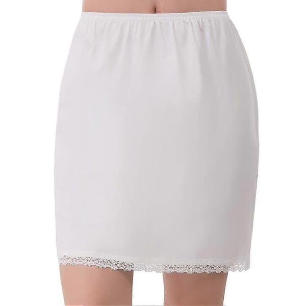 【2F】Elastiske taljenederdele til kvinder Halv underkjole nederdele underkjole dame krinoline, One Size White