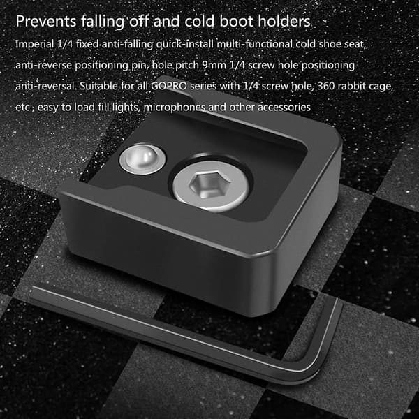 Cold Shoe Mount Adapter Base 1/4\" Monteringsskrue for DSLR-kameraburmonitor