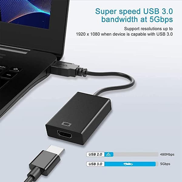 1080P USB 3.0 til HDMI-kompatibel grafikkadapter for bærbar PC-projektor White