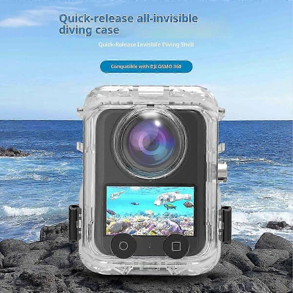 For DJI Osmo 360 Action Camera Vanntett Etui Magnetisk Hurtigutløser 60m Undervannshus med 2-